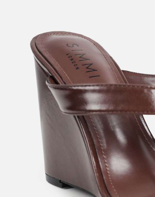 SIMMI Shoes Jodie toe thong wedge sandals in brown, 4 of 4