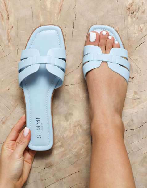 SIMMI Shoes Jorja slip on flat sandals in blue - view 1