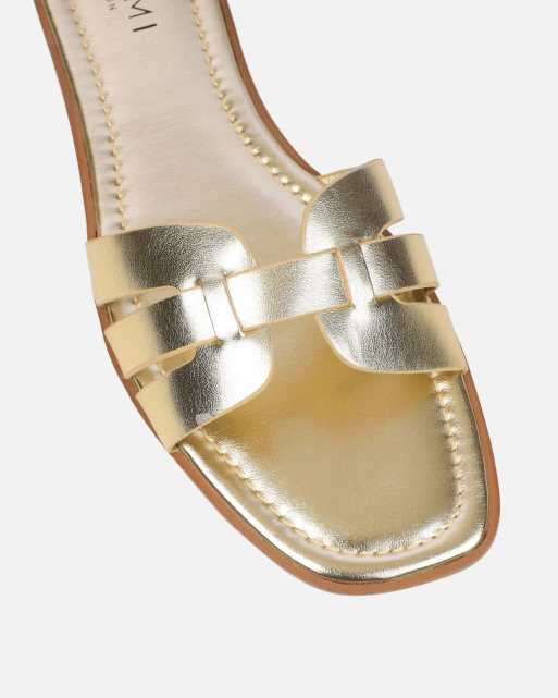 SIMMI Shoes Jorja slip on flat sandals in gold metallic, 3 of 4