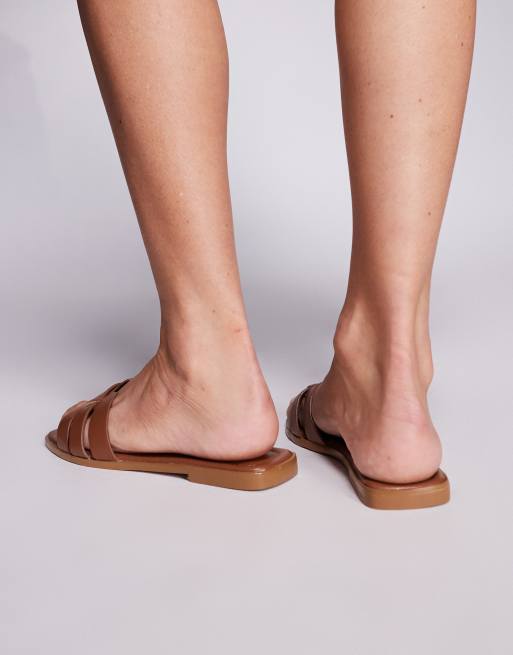 SIMMI Shoes Jorja slip on flat sandals in tan, 3 of 4