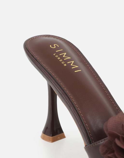SIMMI Shoes Kaz petail detail mules in brown, 4 of 4