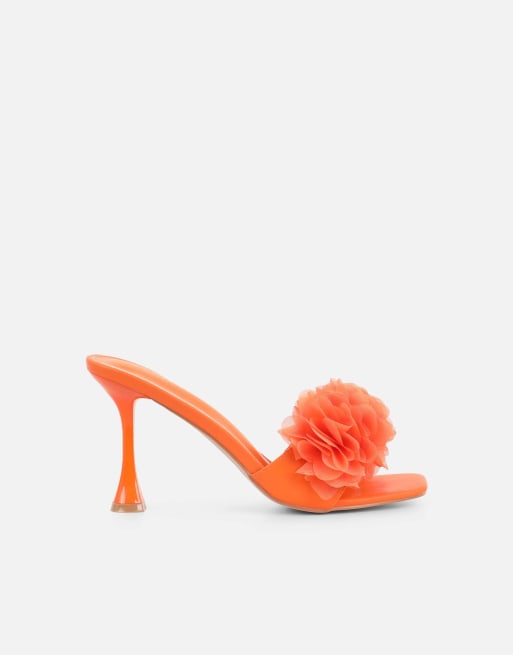 SIMMI Shoes Kaz petal detail mules in orange, 2 of 4