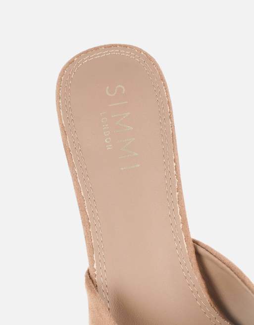 SIMMI Shoes Keira mules in stone faux suede, 4 of 4