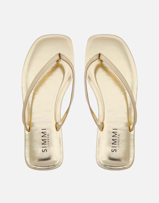 SIMMI Shoes Kima metallic flat sandals in gold metallic, 2 of 4