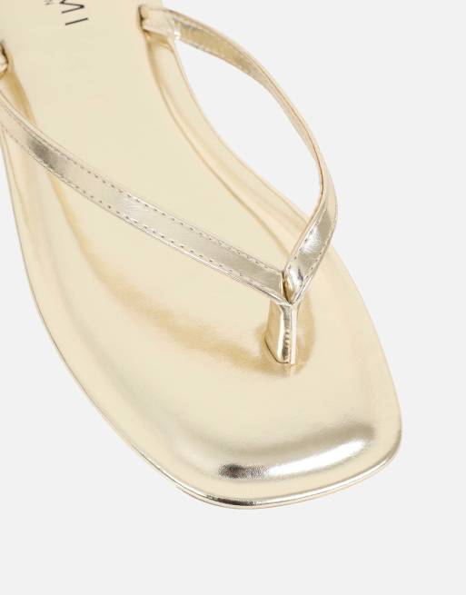 SIMMI Shoes Kima metallic flat sandals in gold metallic, 3 of 4