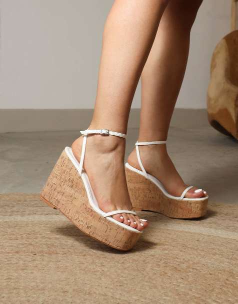 SIMMI Shoes Kitty wedge heeled sandals in white - view 1