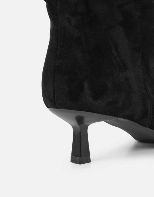 SIMMI Shoes Lammy ruched boots in black suedette, 3 of 4