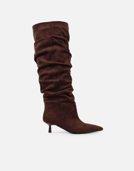 SIMMI Shoes Lammy ruched boots in brown suedette, 2 of 4