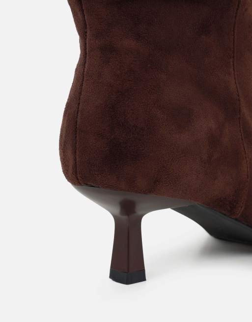 SIMMI Shoes Lammy ruched boots in brown suedette, 3 of 4