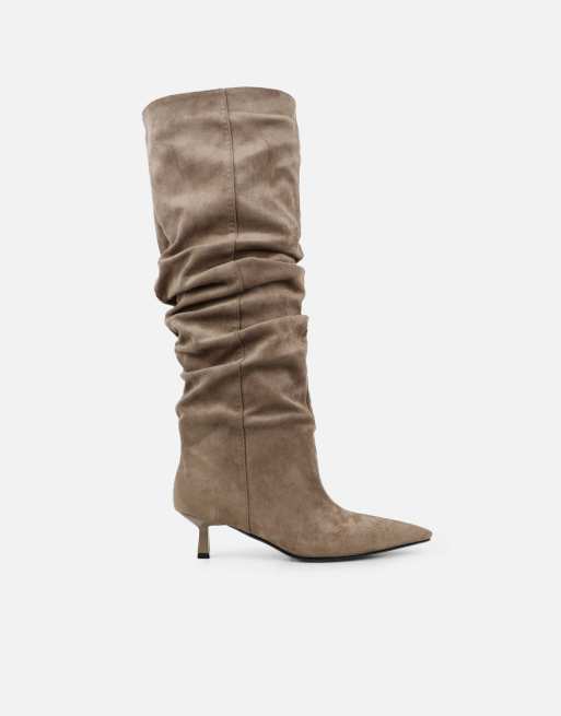 SIMMI Shoes Lammy ruched boots in taupe suedette, 2 of 4