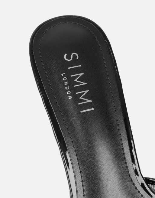 SIMMI Shoes Lauri peep toe heeled sandals in black mesh, 2 of 4