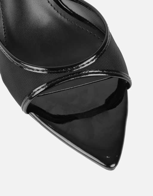 SIMMI Shoes Lauri peep toe heeled sandals in black mesh, 3 of 4