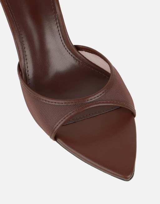 SIMMI Shoes Lauri peep toe heeled sandals in brown mesh, 4 of 4