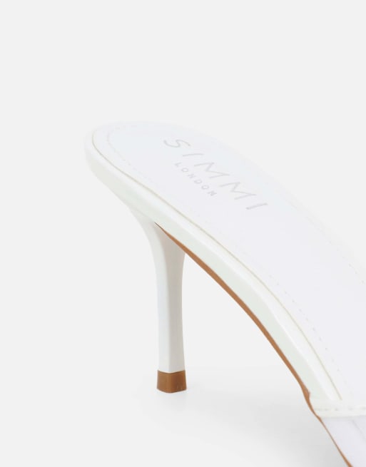 SIMMI Shoes Lauri peep toe heeled sandals in white mesh, 3 of 4