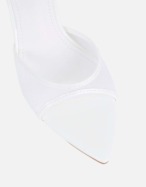 SIMMI Shoes Lauri peep toe heeled sandals in white mesh, 4 of 4