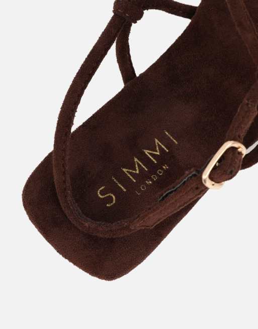 SIMMI Shoes Leana strappy flat sandals in brown suede, 2 of 4