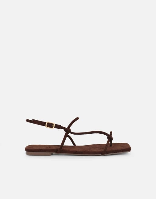 SIMMI Shoes Leana strappy flat sandals in brown suede, 4 of 4