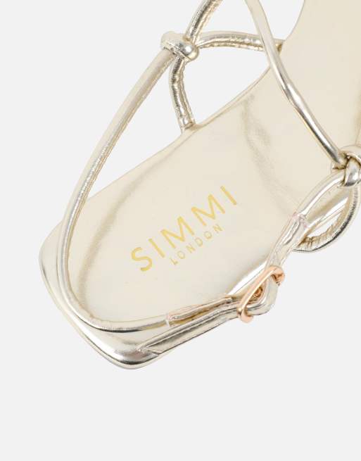 SIMMI Shoes Leana strappy flat sandals in gold metallic, 3 of 4