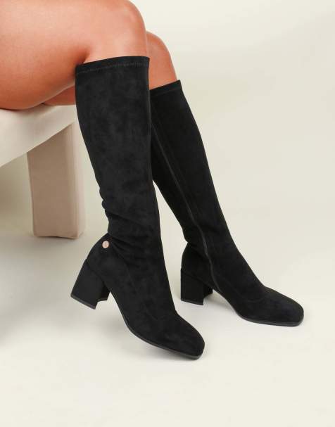 SIMMI Shoes Lizzie knee high boots in black suedette - view 1