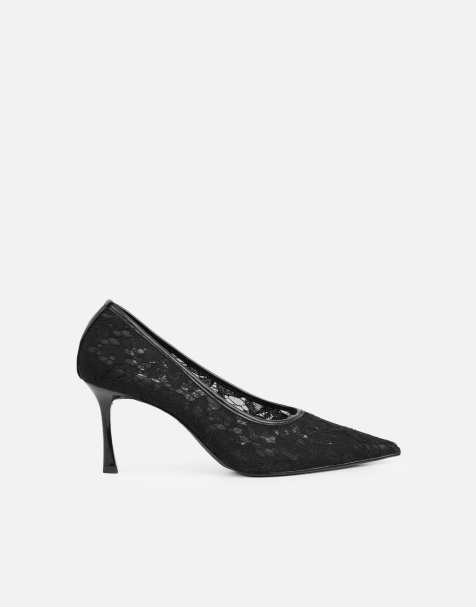 SIMMI Shoes Luka low heeled court shoes in black lace - view 1
