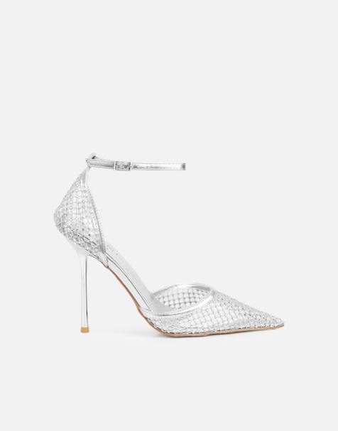 SIMMI Shoes Manni diamante heels in silver - view 1