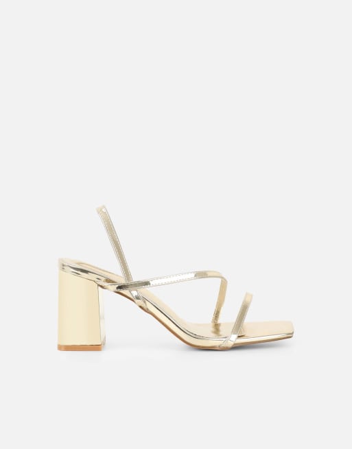 SIMMI Shoes Manzi strappy block heeled sandals in gold mirror, 2 of 4