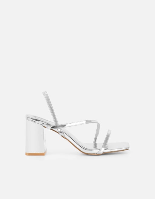 SIMMI Shoes Manzi strappy block heeled sandals in silver mirror, 2 of 4