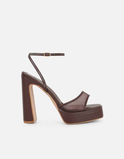 SIMMI Shoes Maple platform heeled sandals in brown mesh, 2 of 4