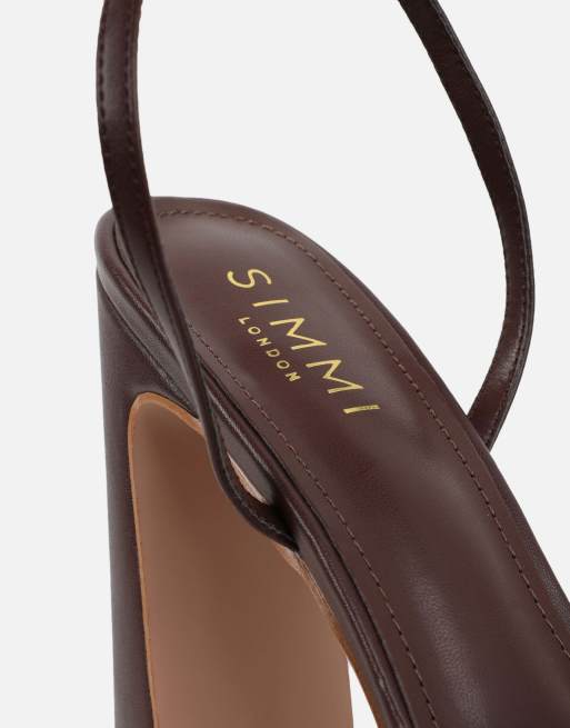 SIMMI Shoes Maple platform heeled sandals in brown mesh, 3 of 4