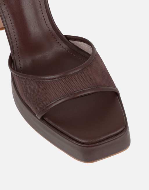 SIMMI Shoes Maple platform heeled sandals in brown mesh, 4 of 4