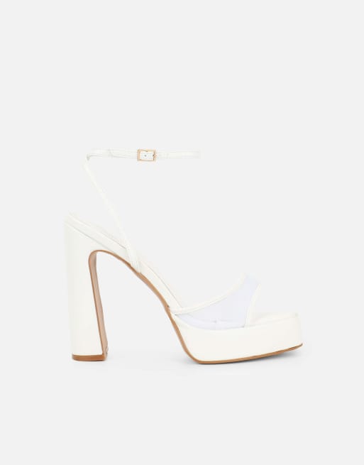 SIMMI Shoes Maple platform heeled sandals in white mesh, 2 of 4