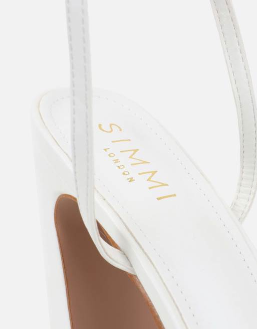 SIMMI Shoes Maple platform heeled sandals in white mesh, 3 of 4
