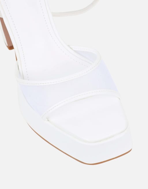 SIMMI Shoes Maple platform heeled sandals in white mesh, 4 of 4