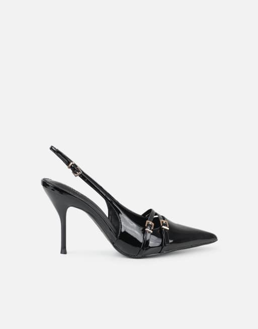 SIMMI Shoes Marika buckle detail slingback courts in black, 2 of 4