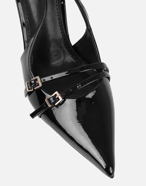 SIMMI Shoes Marika buckle detail slingback courts in black, 3 of 4