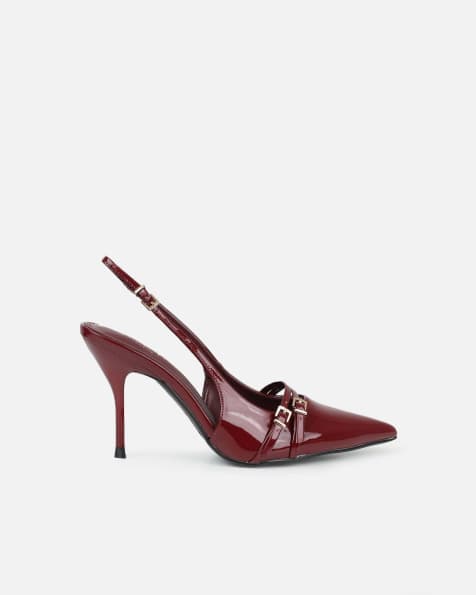 SIMMI Shoes Marika buckle detail slingback courts in burgundy - view 1