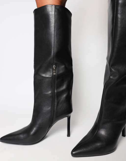 SIMMI Shoes Miguel knee high heeled boots in black, 4 of 4