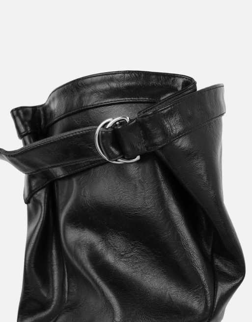 SIMMI Shoes Mikel ruched boots in black, 3 of 4