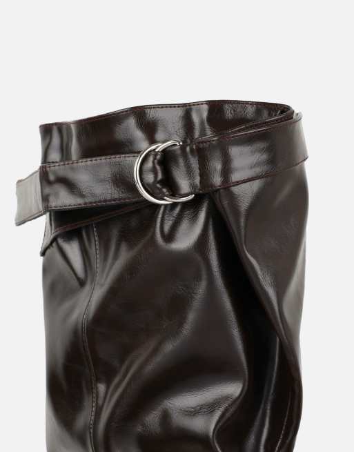 SIMMI Shoes Mikel ruched boots in brown, 3 of 4