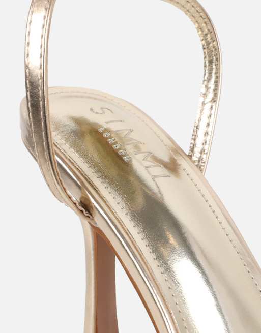 SIMMI Shoes Oona mini platform heeled sandals in gold metallic, 3 of 4
