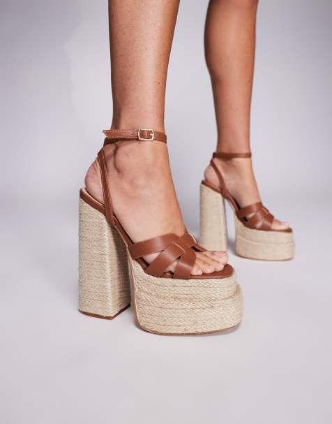 SIMMI Shoes Papzi platform heeled sandals in tan - view 1