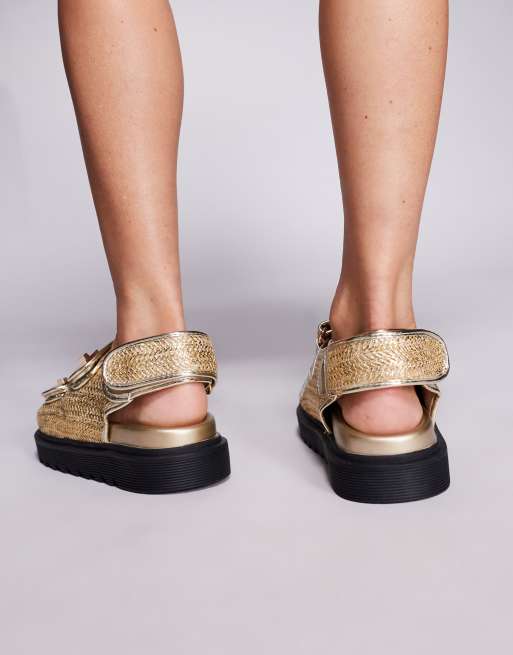 SIMMI Shoes Patricia woven chunky sandals in gold, 4 of 4