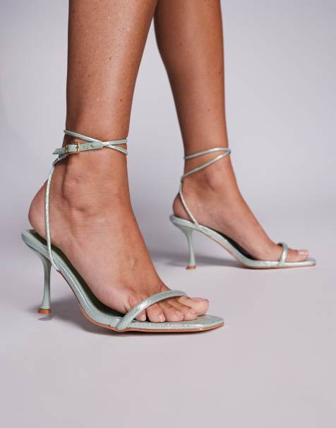 SIMMI Shoes Piella snake strappy heeled sandals in green - view 1