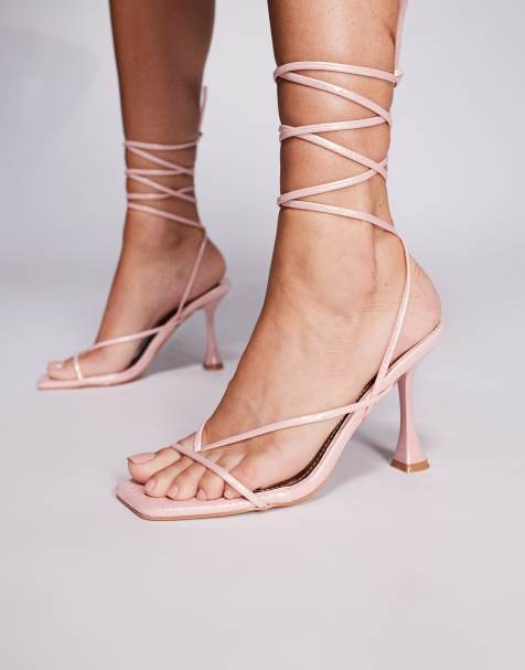 SIMMI Shoes Pixar metallic tie up heeled sandals in pink - view 1