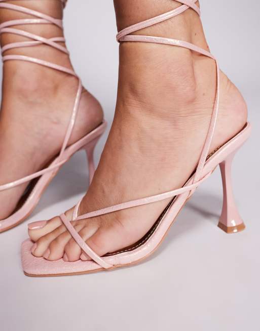 SIMMI Shoes Pixar metallic tie up heeled sandals in pink, 3 of 4