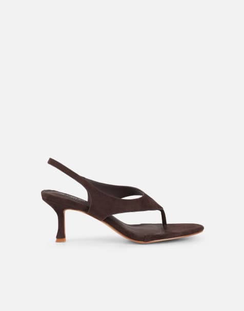 SIMMI Shoes Raneece toe post heeled sandals in brown suede - view 1