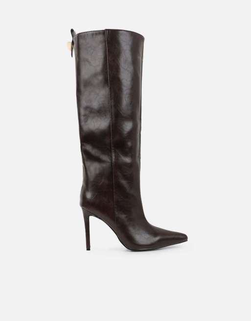 SIMMI Shoes Salma knee high heeled boots in brown, 2 of 4