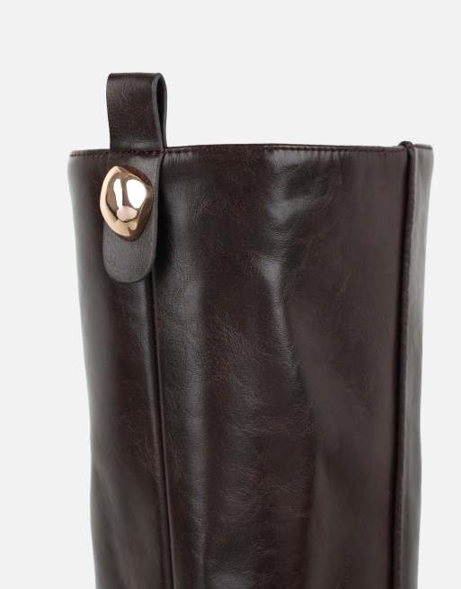 SIMMI Shoes Salma knee high heeled boots in brown, 3 of 4