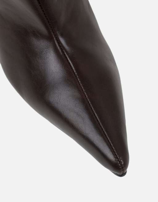 SIMMI Shoes Salma knee high heeled boots in brown, 4 of 4