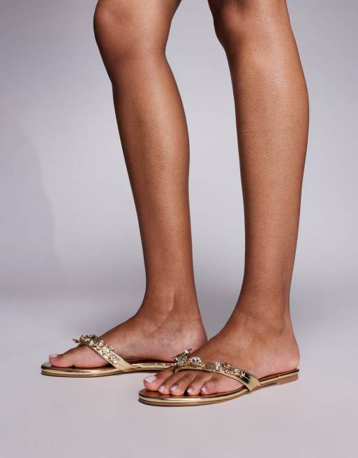 SIMMI Shoes Sandy shell detail flats in gold metallic, 2 of 4